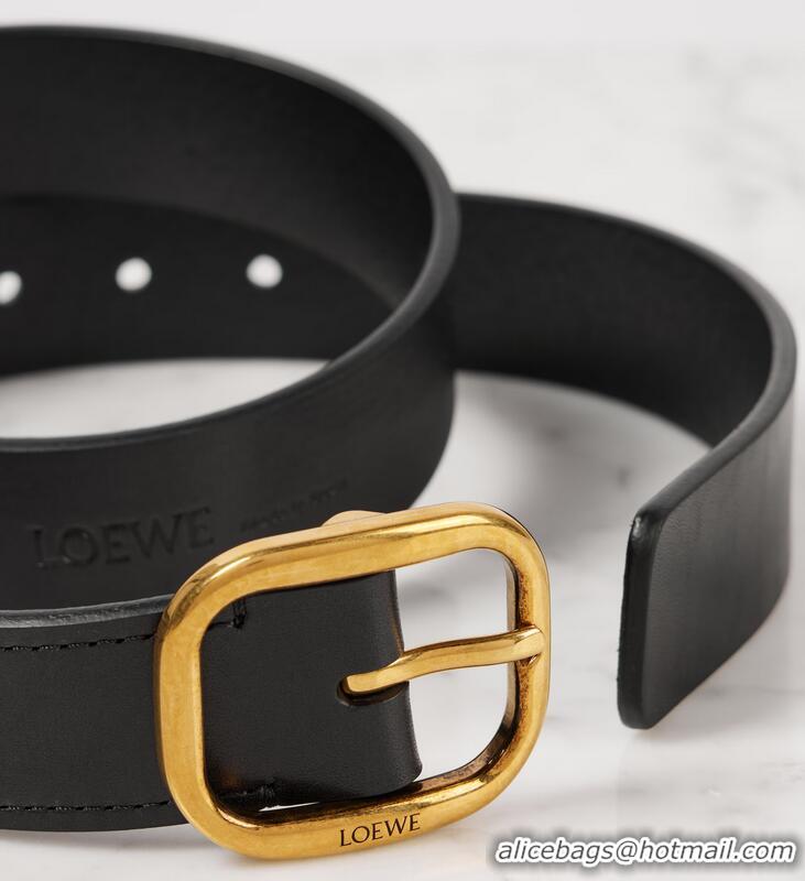 ​Best Price Loewe Round Leather Soft Belt Width 3.5cm L0908 Black