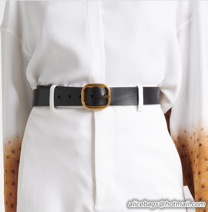 ​Best Price Loewe Round Leather Soft Belt Width 3.5cm L0908 Black
