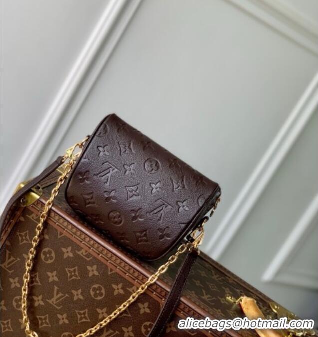 Super Quality Louis Vuitton Mini Bumbag in Embossed Grained Leather M13827 Chocolate 2025
