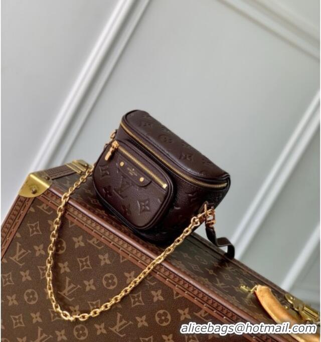 Super Quality Louis Vuitton Mini Bumbag in Embossed Grained Leather M13827 Chocolate 2025