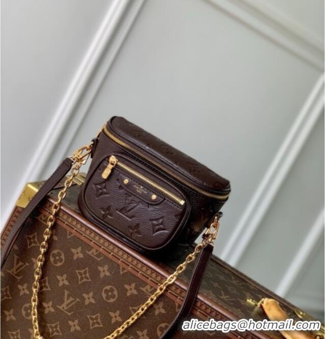 Super Quality Louis Vuitton Mini Bumbag in Embossed Grained Leather M13827 Chocolate 2025
