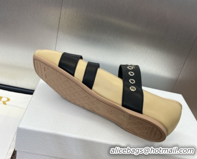 Grade Quality Dior Punk Ballet Flats in Supple Calfskin Leather with Buckle Beige 0425063