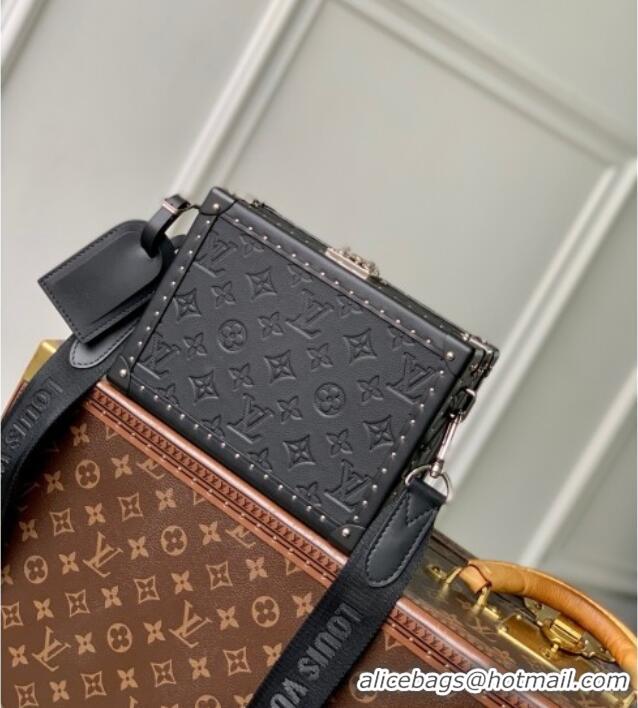Top Quality Louis Vuitton Clutch Box Bag in Monogram Shadow Embossed Cowhide Leather M12876 Black 2025
