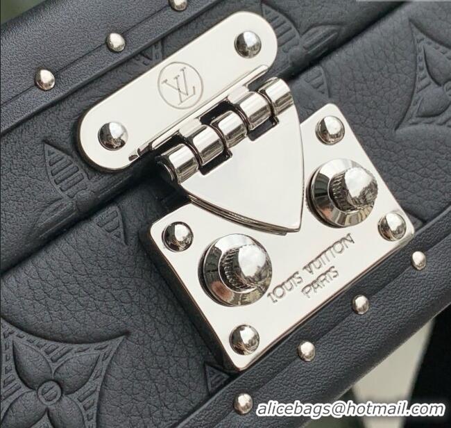 Top Quality Louis Vuitton Clutch Box Bag in Monogram Shadow Embossed Cowhide Leather M12876 Black 2025