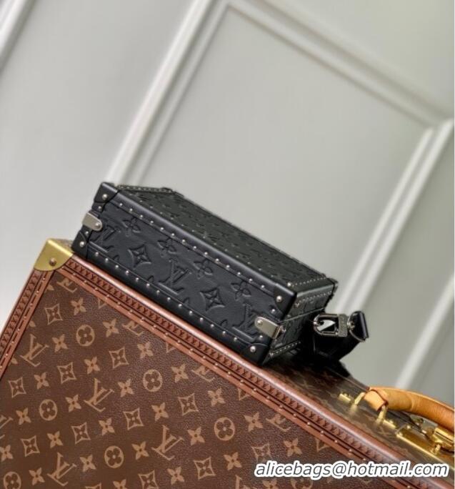 Top Quality Louis Vuitton Clutch Box Bag in Monogram Shadow Embossed Cowhide Leather M12876 Black 2025