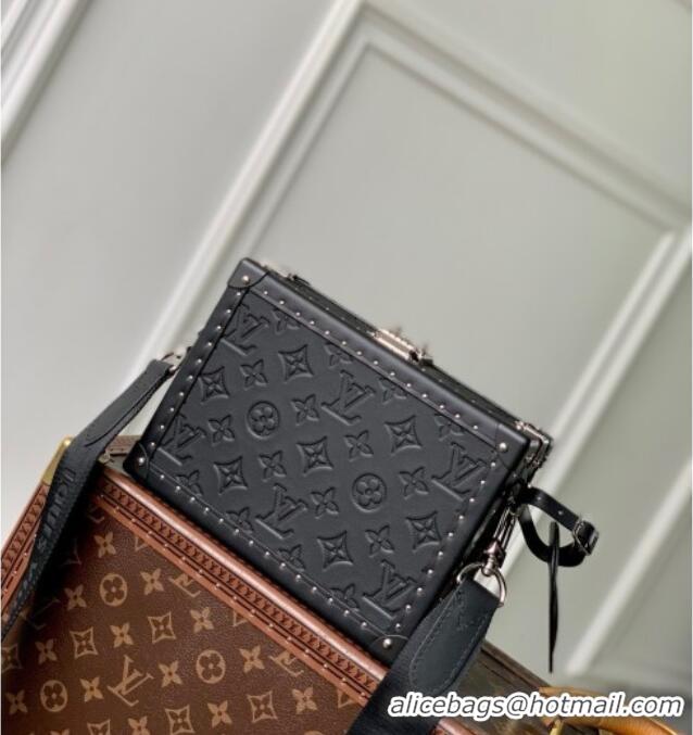 Top Quality Louis Vuitton Clutch Box Bag in Monogram Shadow Embossed Cowhide Leather M12876 Black 2025