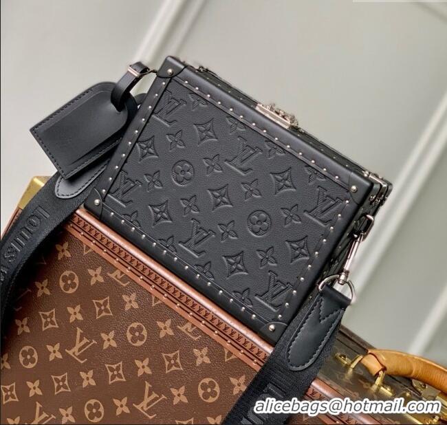 Top Quality Louis Vuitton Clutch Box Bag in Monogram Shadow Embossed Cowhide Leather M12876 Black 2025