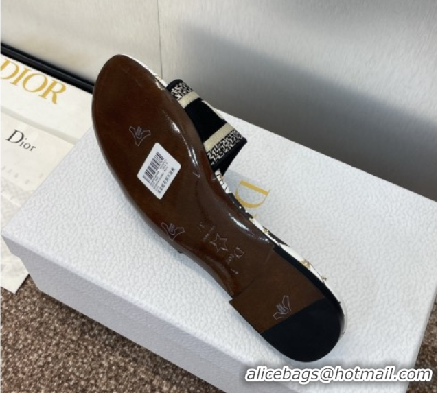 Lowest Price Dior Dway Flat Slides Sandal in Embroidered Cotton with Black and Beige Astral Motif 0425089