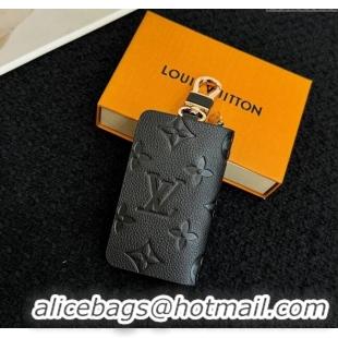 Famous Brand Louis Vuitton Grained Leather Car Key Pouch 0616 Black 2025