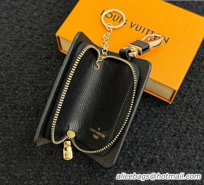 Famous Brand Louis Vuitton Grained Leather Car Key Pouch 0616 Black 2025