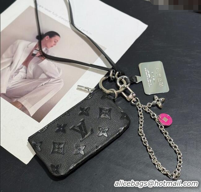 Best Quality Louis Vuitton Phone Holder Grained M14099 Black 2025