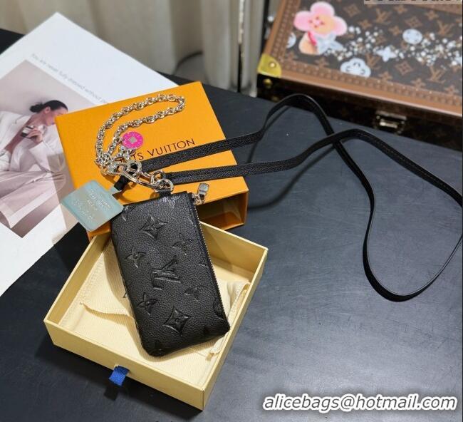 Best Quality Louis Vuitton Phone Holder Grained M14099 Black 2025