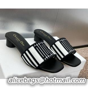 Purchase Dior Dway Heel Slides Sandal 4.5cm in Black and White Cotton Embroidered with Dior Graphique Motif 0425097