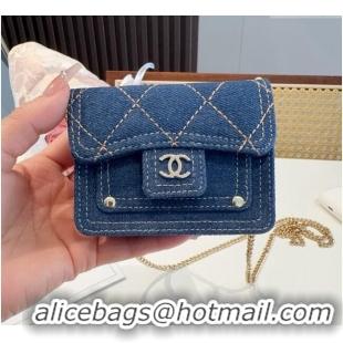 Promotional Chanel Denim Blue Micro Chain Bag 16140 Navy Blue 2025