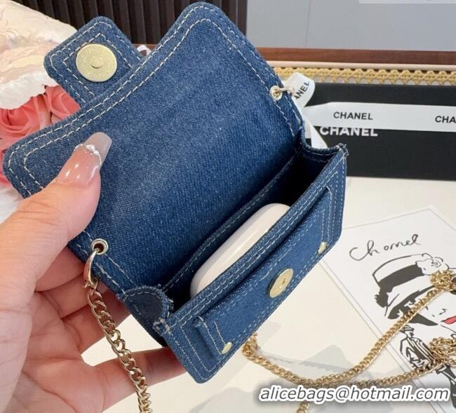 Promotional Chanel Denim Blue Micro Chain Bag 16140 Navy Blue 2025