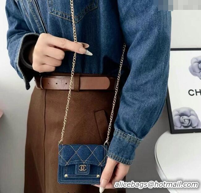 Promotional Chanel Denim Blue Micro Chain Bag 16140 Navy Blue 2025