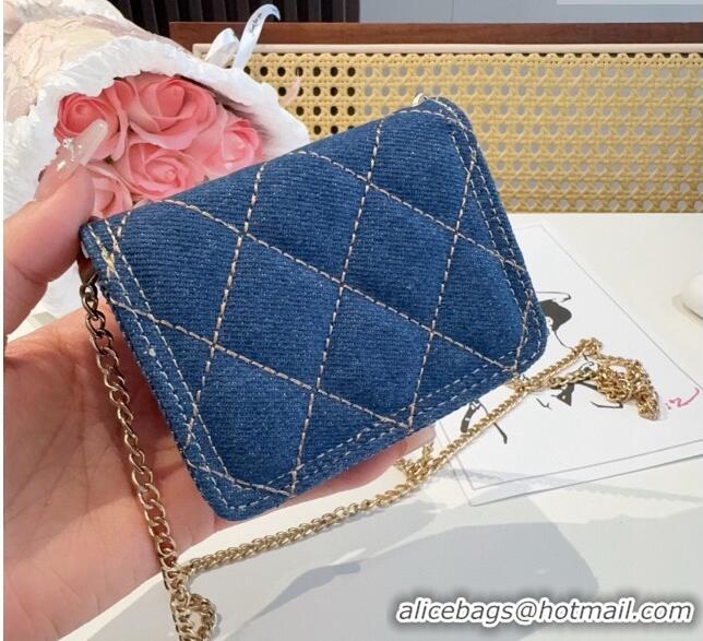 Promotional Chanel Denim Blue Micro Chain Bag 16140 Navy Blue 2025