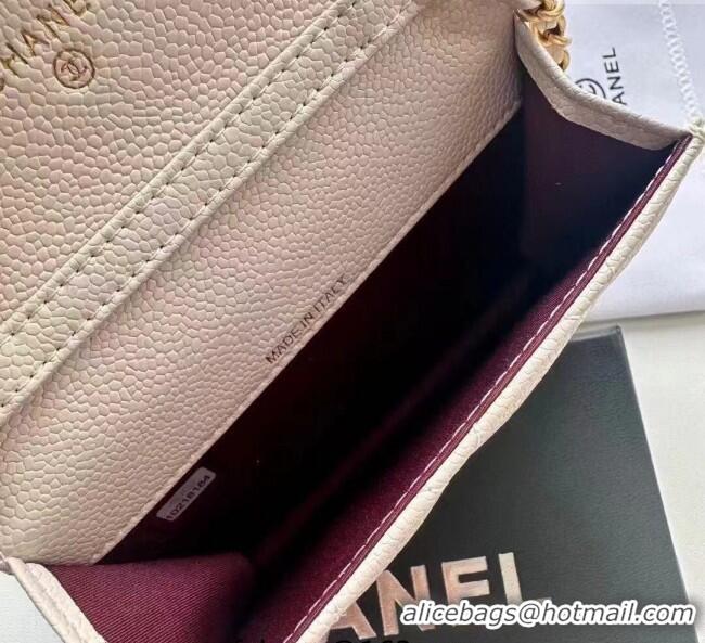 Best Quality Chanel Grained Calfskin Clutch with Chain and Pearls 0618 White 2025