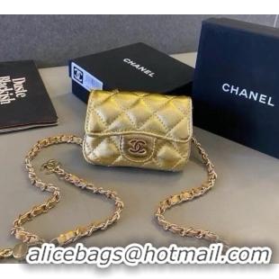 Famous Brand Chanel Metallic Calfskin Chain Mini Waist Bag 0618 Gold 2025