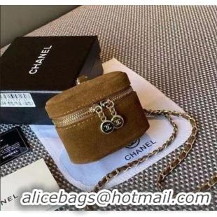 Buy Fashionable Chanel AirPods Case in Suede 0618 Light Brown 2025