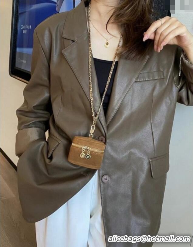 Buy Fashionable Chanel AirPods Case in Suede 0618 Light Brown 2025