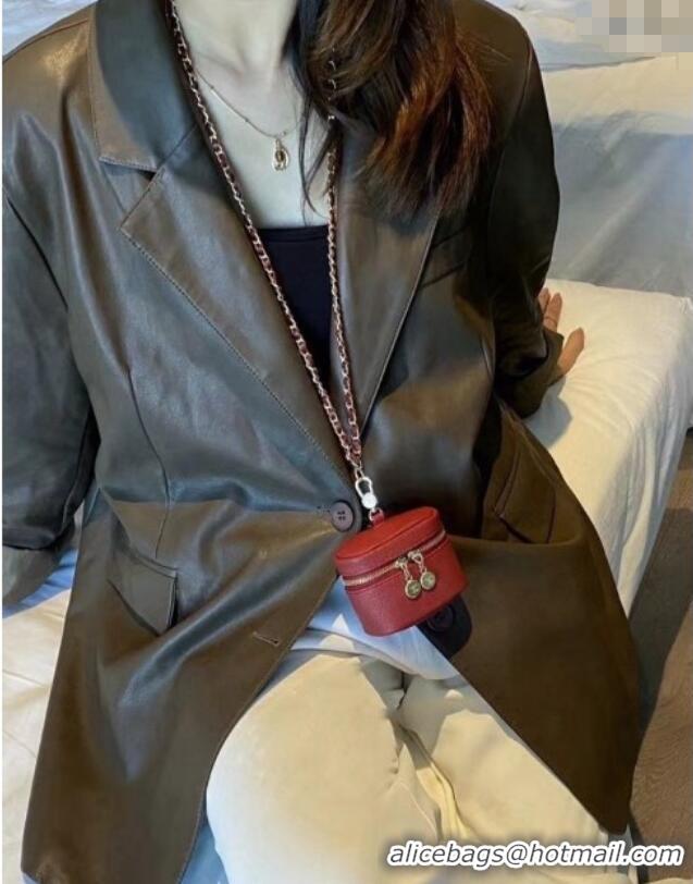 Well Crafted Chanel AirPods Case in Grained Leather 0618 Red 2025