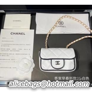 Traditional Discount Chanel Leather Clutch with Chain 0618 White 2025