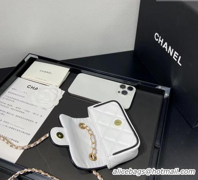 Traditional Discount Chanel Leather Clutch with Chain 0618 White 2025