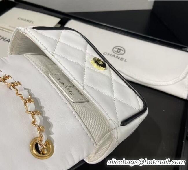 Traditional Discount Chanel Leather Clutch with Chain 0618 White 2025