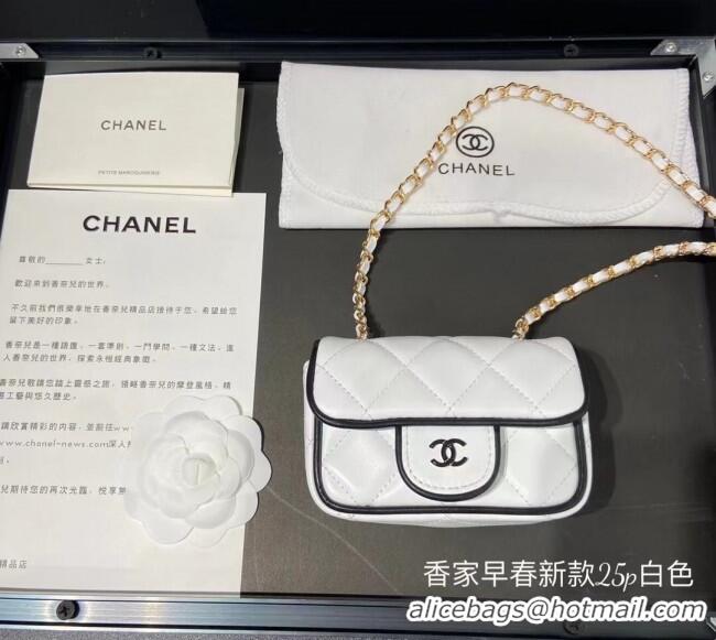 Traditional Discount Chanel Leather Clutch with Chain 0618 White 2025