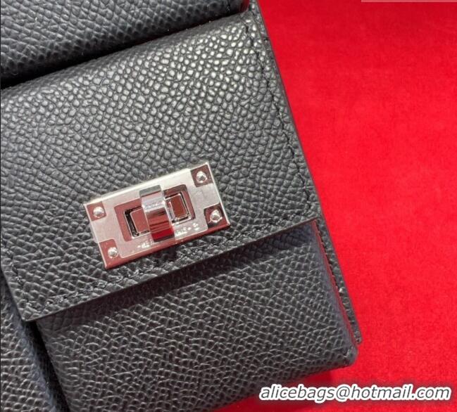 Top Grade Hermes Kelly Multipocket To Go Pouch with Silver-Tone Hardware 18020 Black 2025
