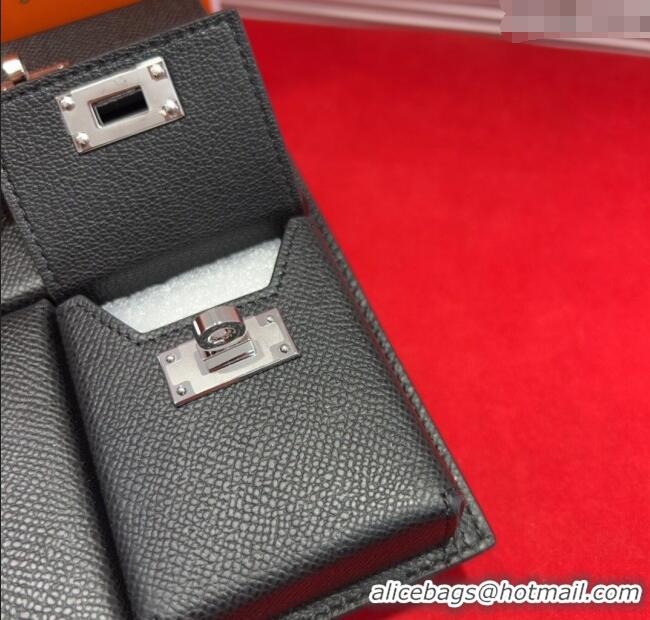 Top Grade Hermes Kelly Multipocket To Go Pouch with Silver-Tone Hardware 18020 Black 2025