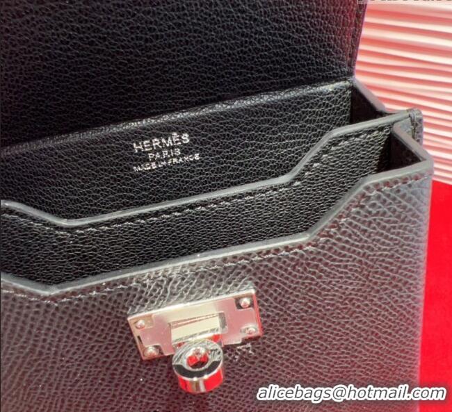 Top Grade Hermes Kelly Multipocket To Go Pouch with Silver-Tone Hardware 18020 Black 2025