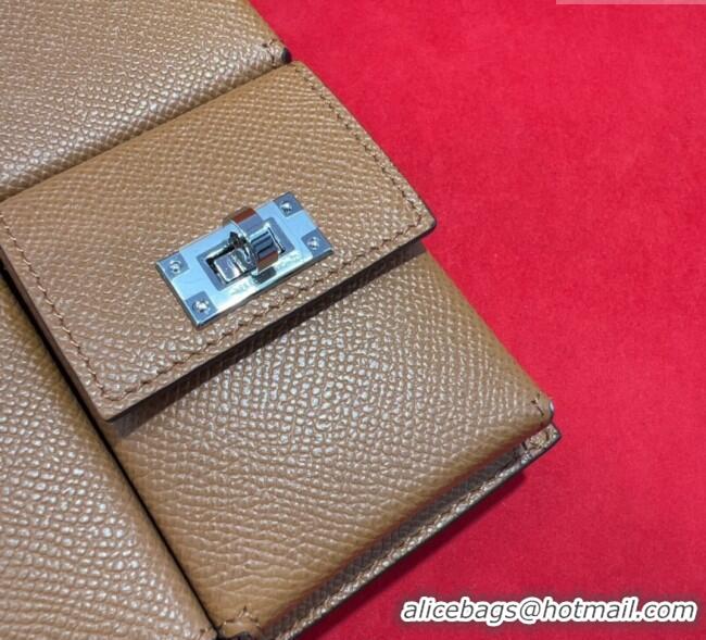 Famous Brand Hermes Kelly Multipocket To Go Pouch with Silver-Tone Hardware 18020 Brown 2025