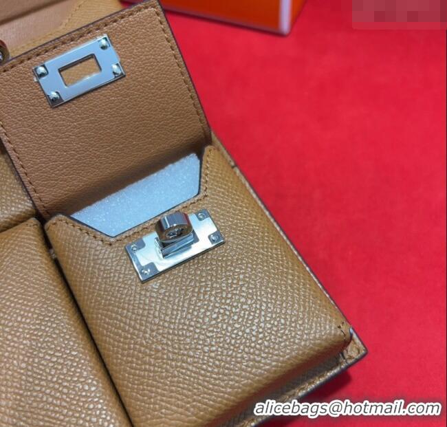 Famous Brand Hermes Kelly Multipocket To Go Pouch with Silver-Tone Hardware 18020 Brown 2025