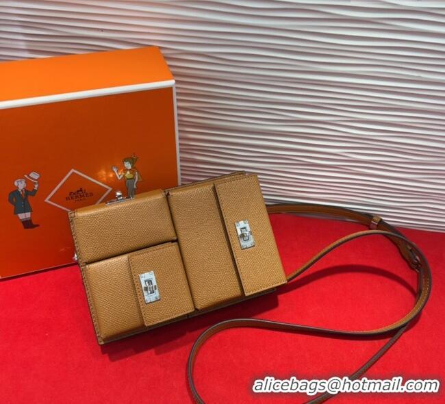 Famous Brand Hermes Kelly Multipocket To Go Pouch with Silver-Tone Hardware 18020 Brown 2025