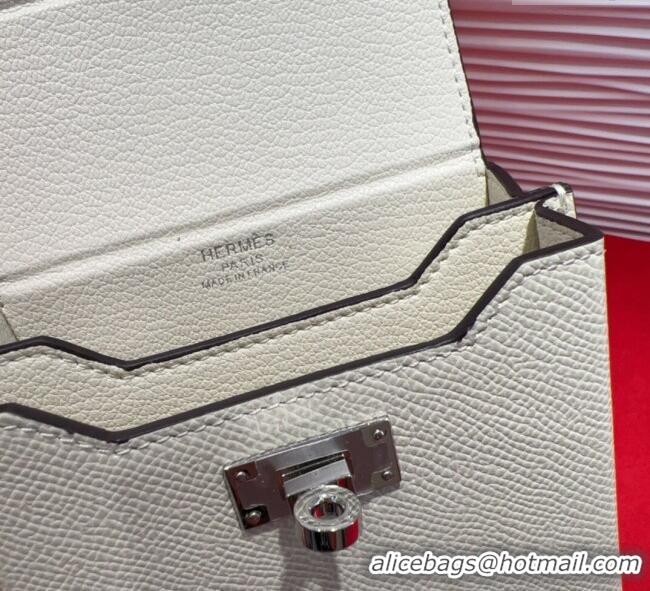 Grade Quality Hermes Kelly Multipocket To Go Pouch with Silver-Tone Hardware 18020 White 2025