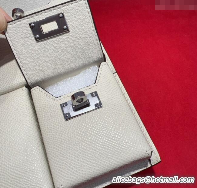 Grade Quality Hermes Kelly Multipocket To Go Pouch with Silver-Tone Hardware 18020 White 2025