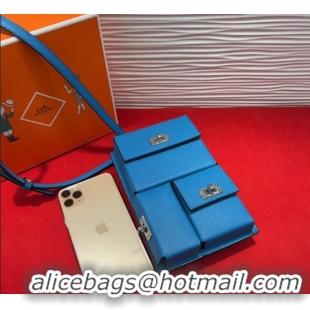 Trendy Design Hermes Kelly Multipocket To Go Pouch with Silver-Tone Hardware 18020 Blue 2025