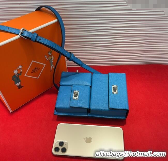 Trendy Design Hermes Kelly Multipocket To Go Pouch with Silver-Tone Hardware 18020 Blue 2025
