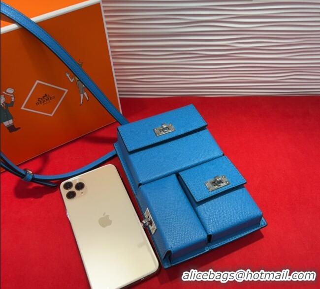 Trendy Design Hermes Kelly Multipocket To Go Pouch with Silver-Tone Hardware 18020 Blue 2025