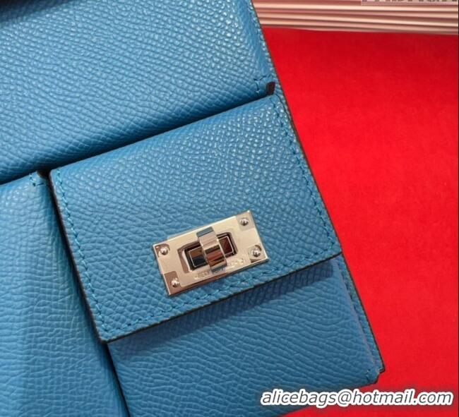 Trendy Design Hermes Kelly Multipocket To Go Pouch with Silver-Tone Hardware 18020 Blue 2025