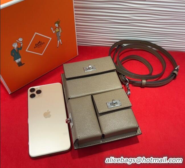 Super Quality Hermes Kelly Multipocket To Go Pouch with Silver-Tone Hardware 18020 Grey 2025