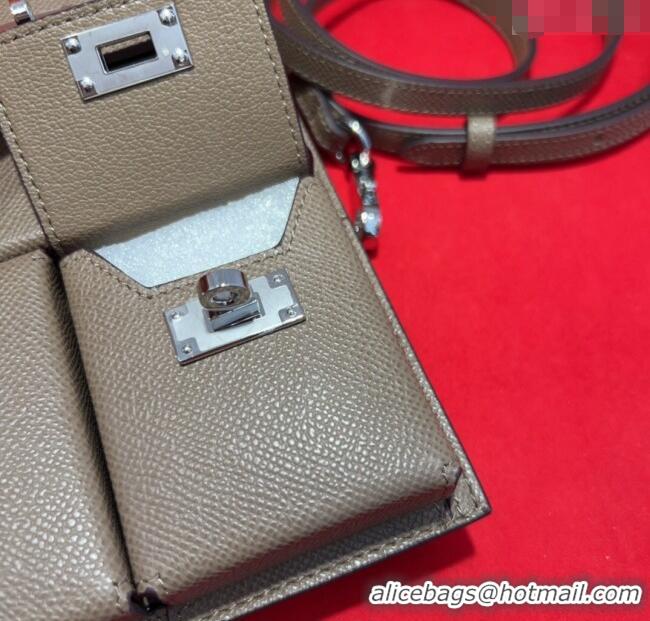 Super Quality Hermes Kelly Multipocket To Go Pouch with Silver-Tone Hardware 18020 Grey 2025