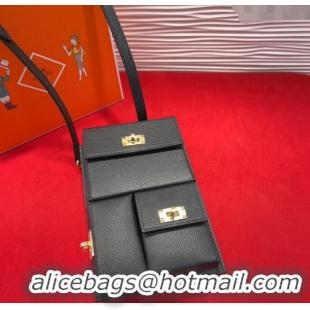Luxury Cheap Hermes Kelly Multipocket To Go Pouch with Gold-Tone Hardware 18020 Black 2025