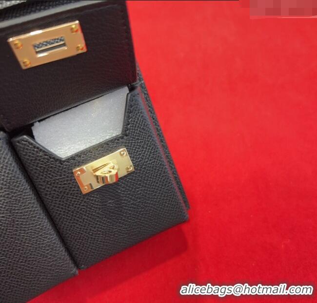 Luxury Cheap Hermes Kelly Multipocket To Go Pouch with Gold-Tone Hardware 18020 Black 2025