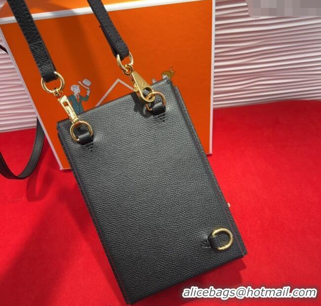 Luxury Cheap Hermes Kelly Multipocket To Go Pouch with Gold-Tone Hardware 18020 Black 2025
