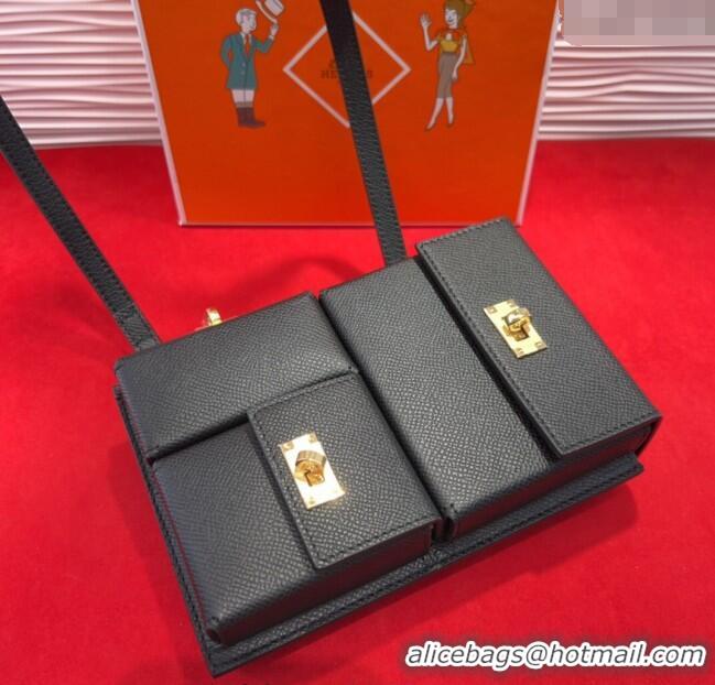 Luxury Cheap Hermes Kelly Multipocket To Go Pouch with Gold-Tone Hardware 18020 Black 2025