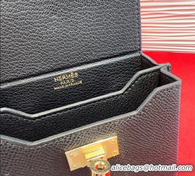 Luxury Cheap Hermes Kelly Multipocket To Go Pouch with Gold-Tone Hardware 18020 Black 2025