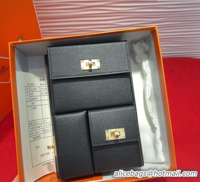 Luxury Cheap Hermes Kelly Multipocket To Go Pouch with Gold-Tone Hardware 18020 Black 2025
